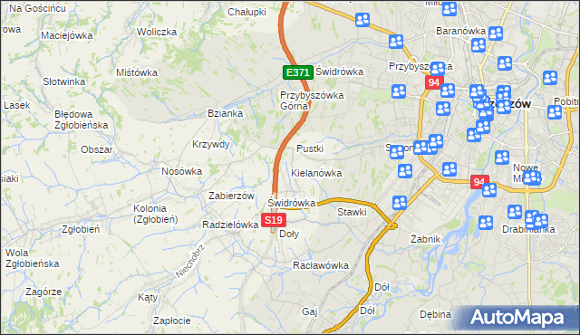 mapa Kielanówka, Kielanówka na mapie Targeo