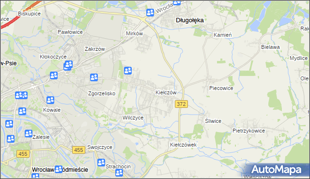 mapa Kiełczów, Kiełczów na mapie Targeo