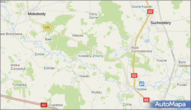 mapa Kisielany-Kuce, Kisielany-Kuce na mapie Targeo