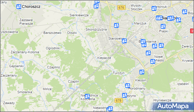 mapa Klepacze gmina Choroszcz, Klepacze gmina Choroszcz na mapie Targeo