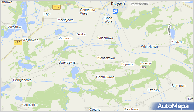 mapa Kleszczewo gmina Osieczna, Kleszczewo gmina Osieczna na mapie Targeo