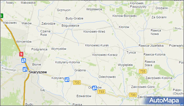 mapa Kłonowiec-Koracz, Kłonowiec-Koracz na mapie Targeo