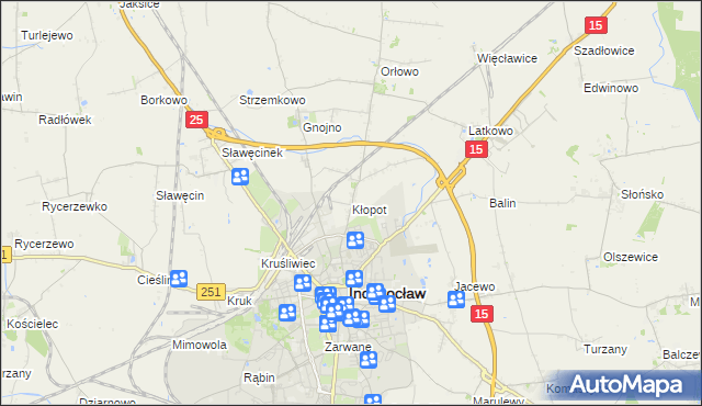 mapa Kłopot gmina Inowrocław, Kłopot gmina Inowrocław na mapie Targeo