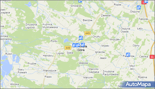 mapa Kobyla Góra powiat ostrzeszowski, Kobyla Góra powiat ostrzeszowski na mapie Targeo