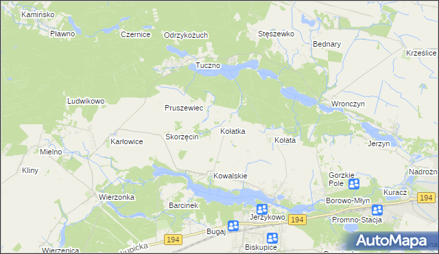 mapa Kołatka gmina Pobiedziska, Kołatka gmina Pobiedziska na mapie Targeo