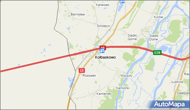 mapa Kołbaskowo, Kołbaskowo na mapie Targeo