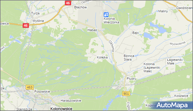 mapa Kolejka, Kolejka na mapie Targeo