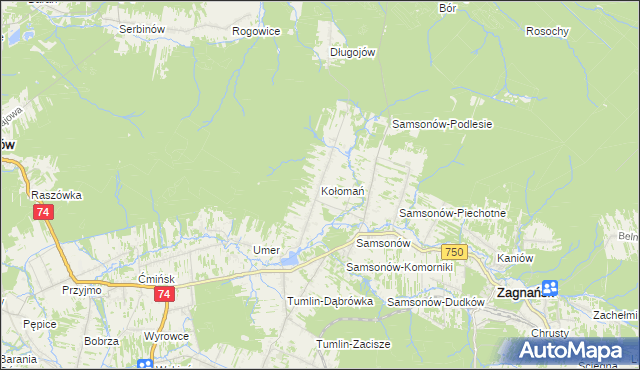 mapa Kołomań, Kołomań na mapie Targeo