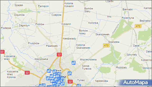 mapa Kolonia Skarszewek, Kolonia Skarszewek na mapie Targeo