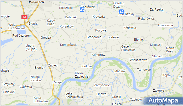 mapa Komorów gmina Pacanów, Komorów gmina Pacanów na mapie Targeo