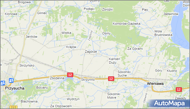 mapa Komorów gmina Wieniawa, Komorów gmina Wieniawa na mapie Targeo