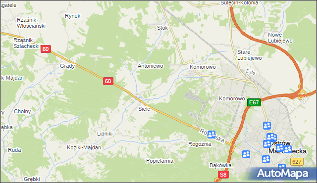 mapa Komorowo-Kolonia, Komorowo-Kolonia na mapie Targeo