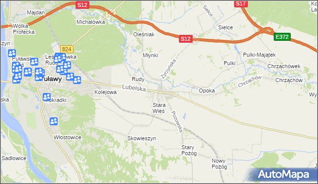 mapa Końskowola, Końskowola na mapie Targeo