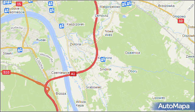 mapa Kopanino gmina Lubicz, Kopanino gmina Lubicz na mapie Targeo