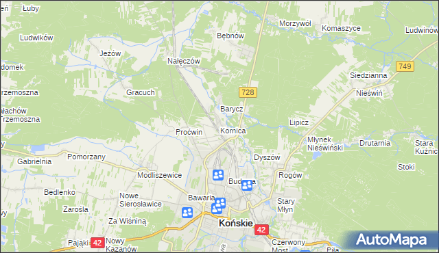 mapa Kornica, Kornica na mapie Targeo