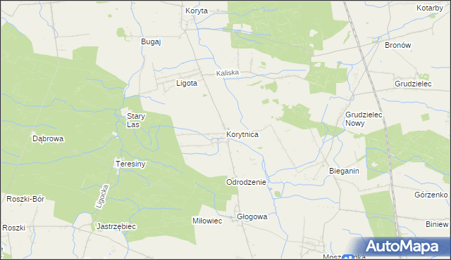 mapa Korytnica gmina Raszków, Korytnica gmina Raszków na mapie Targeo