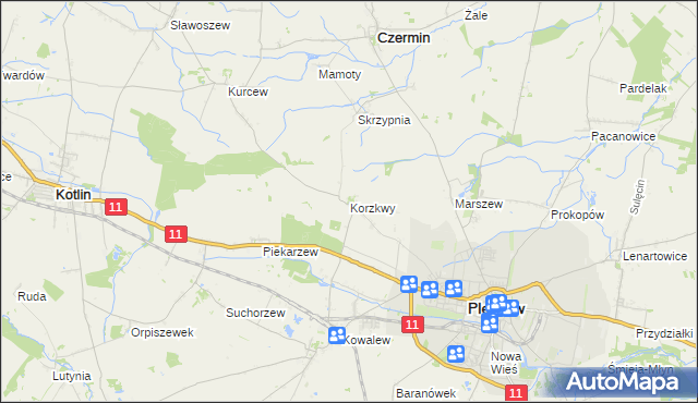 mapa Korzkwy, Korzkwy na mapie Targeo