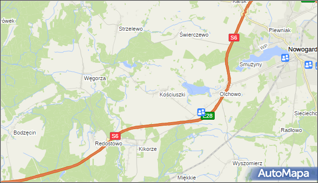 mapa Kościuszki gmina Osina, Kościuszki gmina Osina na mapie Targeo