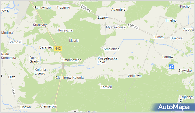 mapa Koszelewska Łąka, Koszelewska Łąka na mapie Targeo