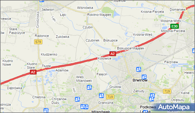 mapa Kotowice gmina Brwinów, Kotowice gmina Brwinów na mapie Targeo