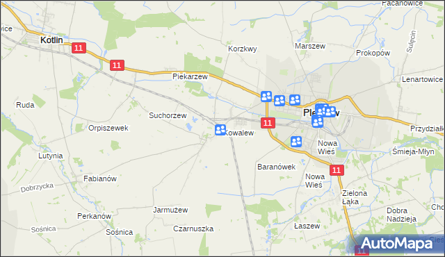 mapa Kowalew gmina Pleszew, Kowalew gmina Pleszew na mapie Targeo