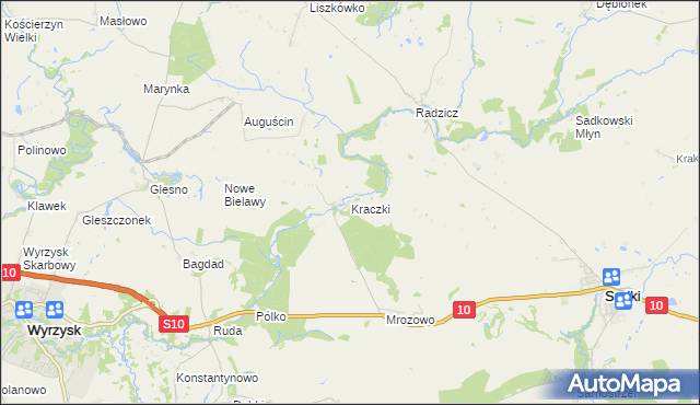 mapa Kraczki gmina Sadki, Kraczki gmina Sadki na mapie Targeo
