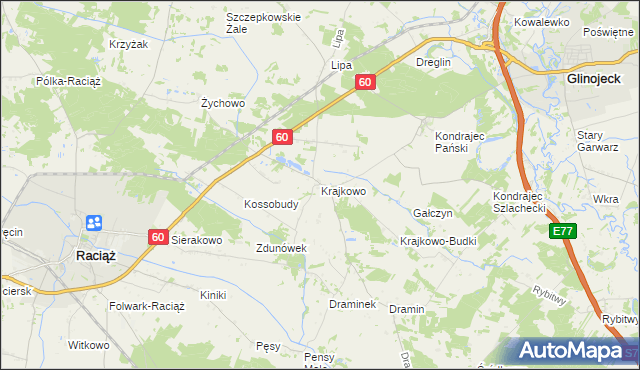 mapa Krajkowo gmina Raciąż, Krajkowo gmina Raciąż na mapie Targeo