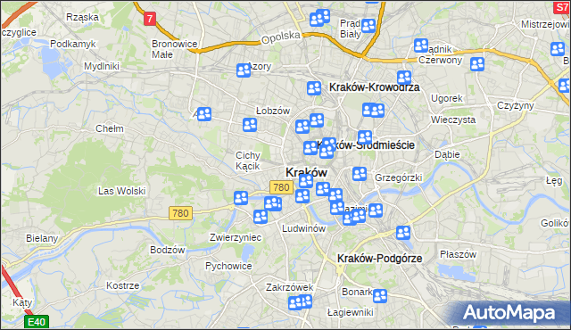 mapa Krakowa, Kraków na mapie Targeo