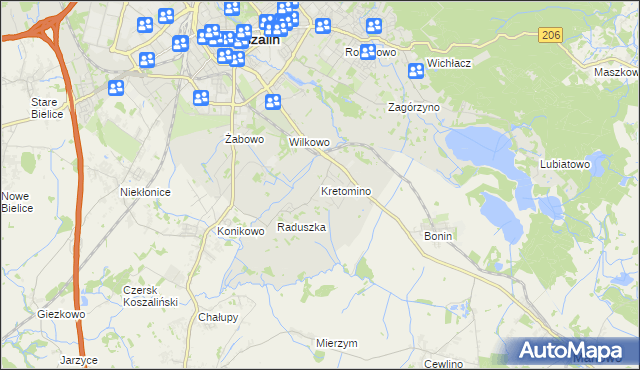 mapa Kretomino, Kretomino na mapie Targeo