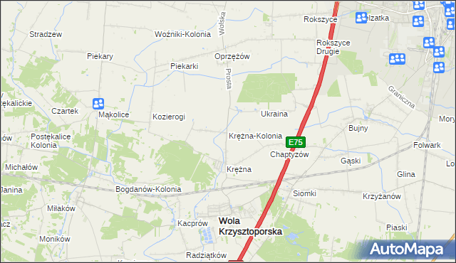 mapa Krężna-Kolonia, Krężna-Kolonia na mapie Targeo