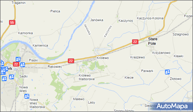 mapa Królewo gmina Stare Pole, Królewo gmina Stare Pole na mapie Targeo