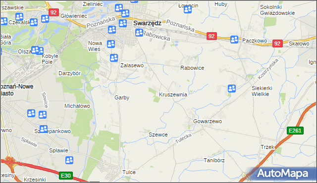 mapa Kruszewnia gmina Swarzędz, Kruszewnia gmina Swarzędz na mapie Targeo