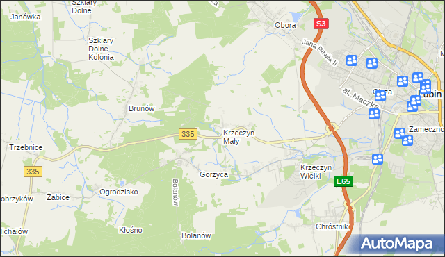 mapa Krzeczyn Mały, Krzeczyn Mały na mapie Targeo