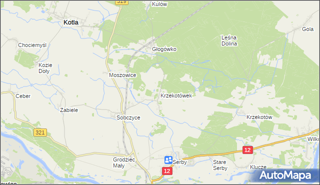 mapa Krzekotówek, Krzekotówek na mapie Targeo