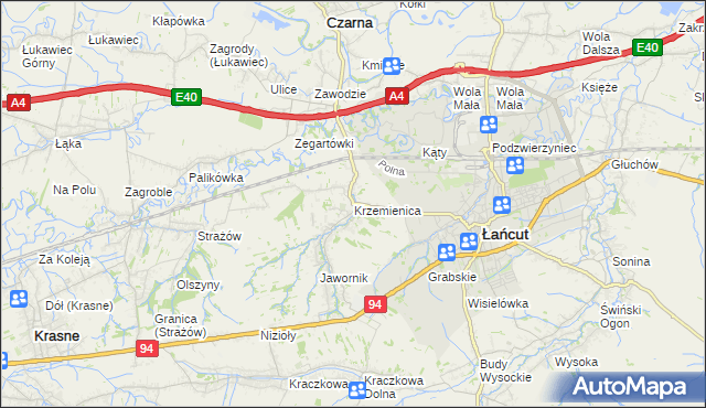 mapa Krzemienica gmina Czarna, Krzemienica gmina Czarna na mapie Targeo