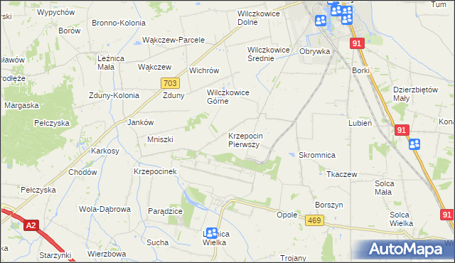 mapa Krzepocin Pierwszy, Krzepocin Pierwszy na mapie Targeo