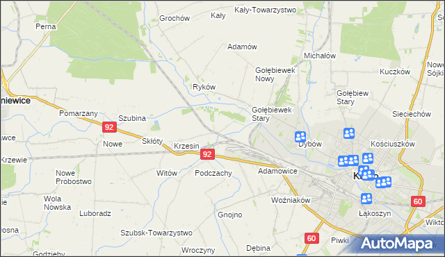 mapa Krzesinówek, Krzesinówek na mapie Targeo