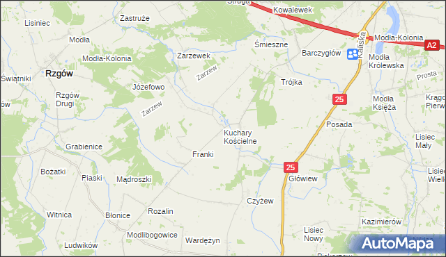 mapa Kuchary Kościelne, Kuchary Kościelne na mapie Targeo