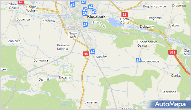 mapa Kuniów, Kuniów na mapie Targeo