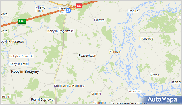 mapa Kurowo-Kolonia gmina Kobylin-Borzymy, Kurowo-Kolonia gmina Kobylin-Borzymy na mapie Targeo