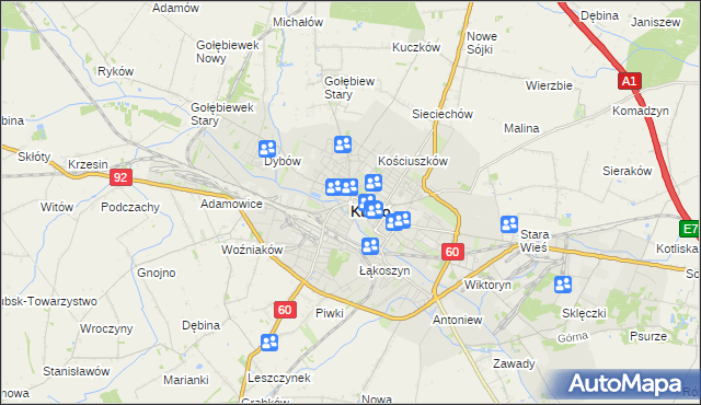 mapa Kutno, Kutno na mapie Targeo