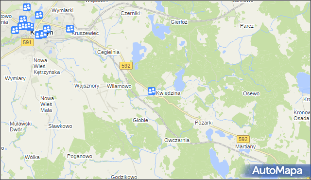 mapa Kwiedzina, Kwiedzina na mapie Targeo