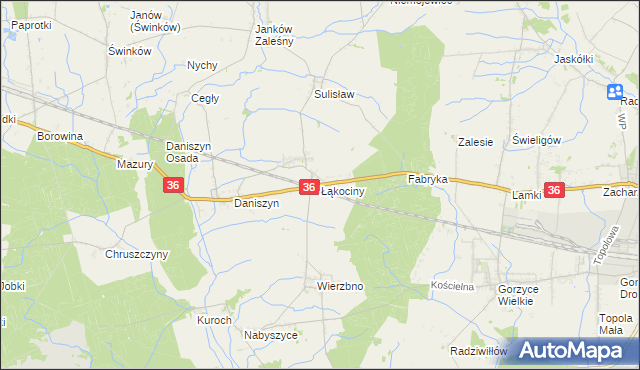 mapa Łąkociny, Łąkociny na mapie Targeo