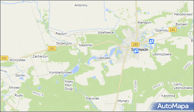 mapa Laskowo gmina Szamocin, Laskowo gmina Szamocin na mapie Targeo