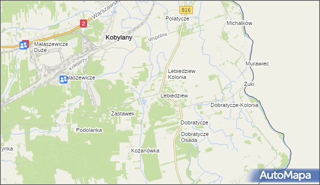 mapa Lebiedziew, Lebiedziew na mapie Targeo