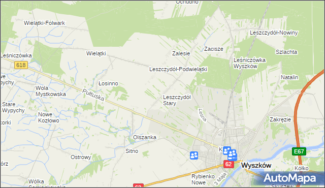 mapa Leszczydół Stary, Leszczydół Stary na mapie Targeo