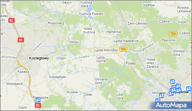 mapa Lgota Górna, Lgota Górna na mapie Targeo