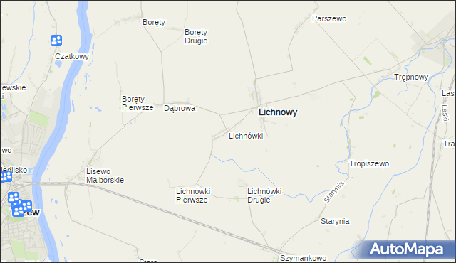 mapa Lichnówki, Lichnówki na mapie Targeo