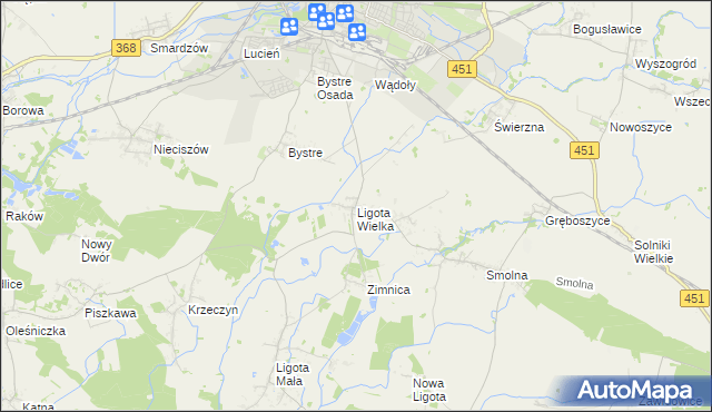 mapa Ligota Wielka gmina Oleśnica, Ligota Wielka gmina Oleśnica na mapie Targeo