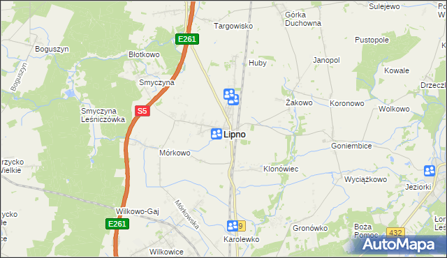 mapa Lipno powiat leszczyński, Lipno powiat leszczyński na mapie Targeo